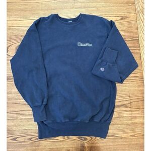 Vintage 90s Champion Reverse Weave Men's 2XL Navy Logo Crewneck Sweatshirt